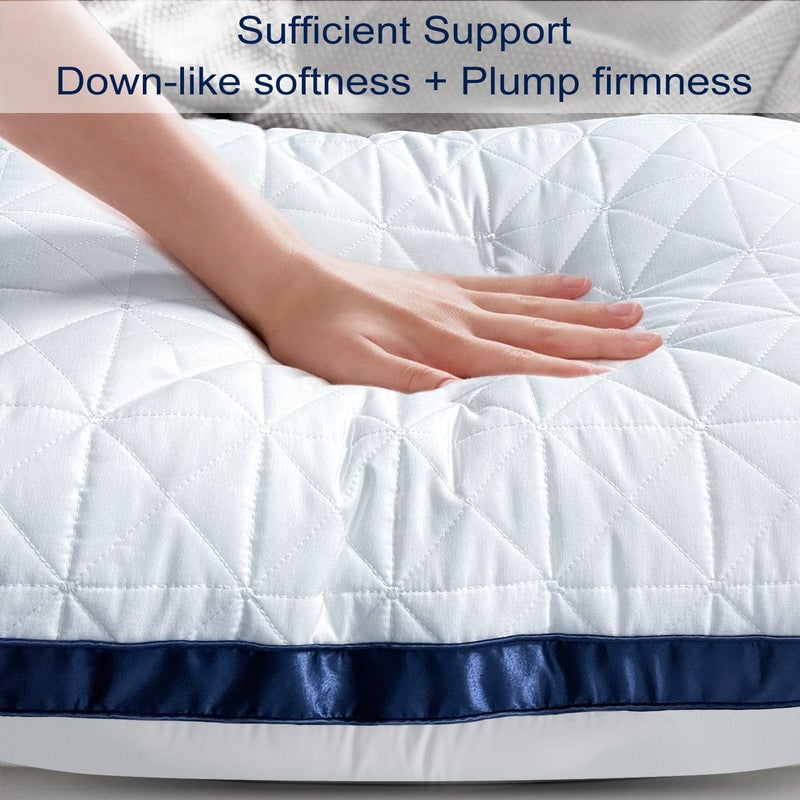 Slybear Pillows Queen Size Set of 2, Queen Pillows 2 Pack, Cooling Hotel Luxury Pillow for Bed Sleeping, Supportive Breathable Down Alternative Gusseted Pillow for Side Stomach or Back Sleepers - Image 4